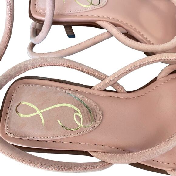 Sam Edelman Dia Peachy Pink Leather Ankle Strap Heeled Sandals size 5 NWOB - Picture 4 of 9